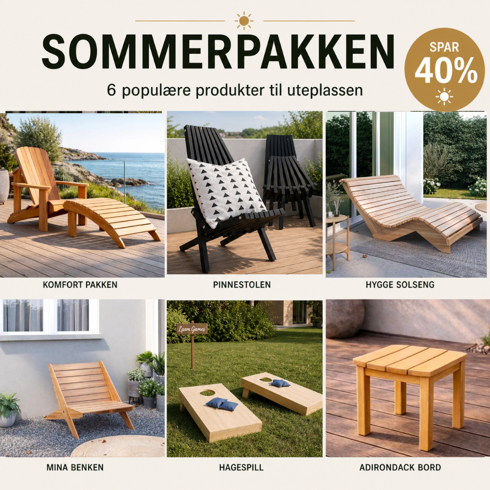 Adirondack stol pinnestol solseng pakke tilbud sommerpakke