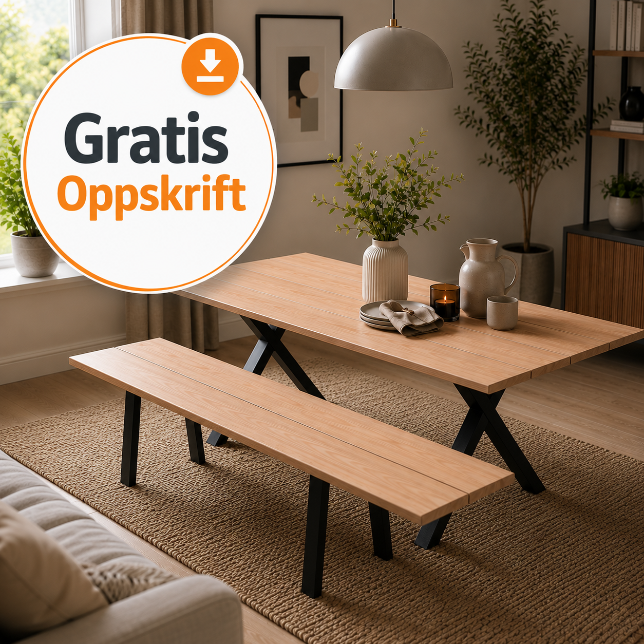 Amalie spisebord, byggeoppskrift, byggselv, klartdukan